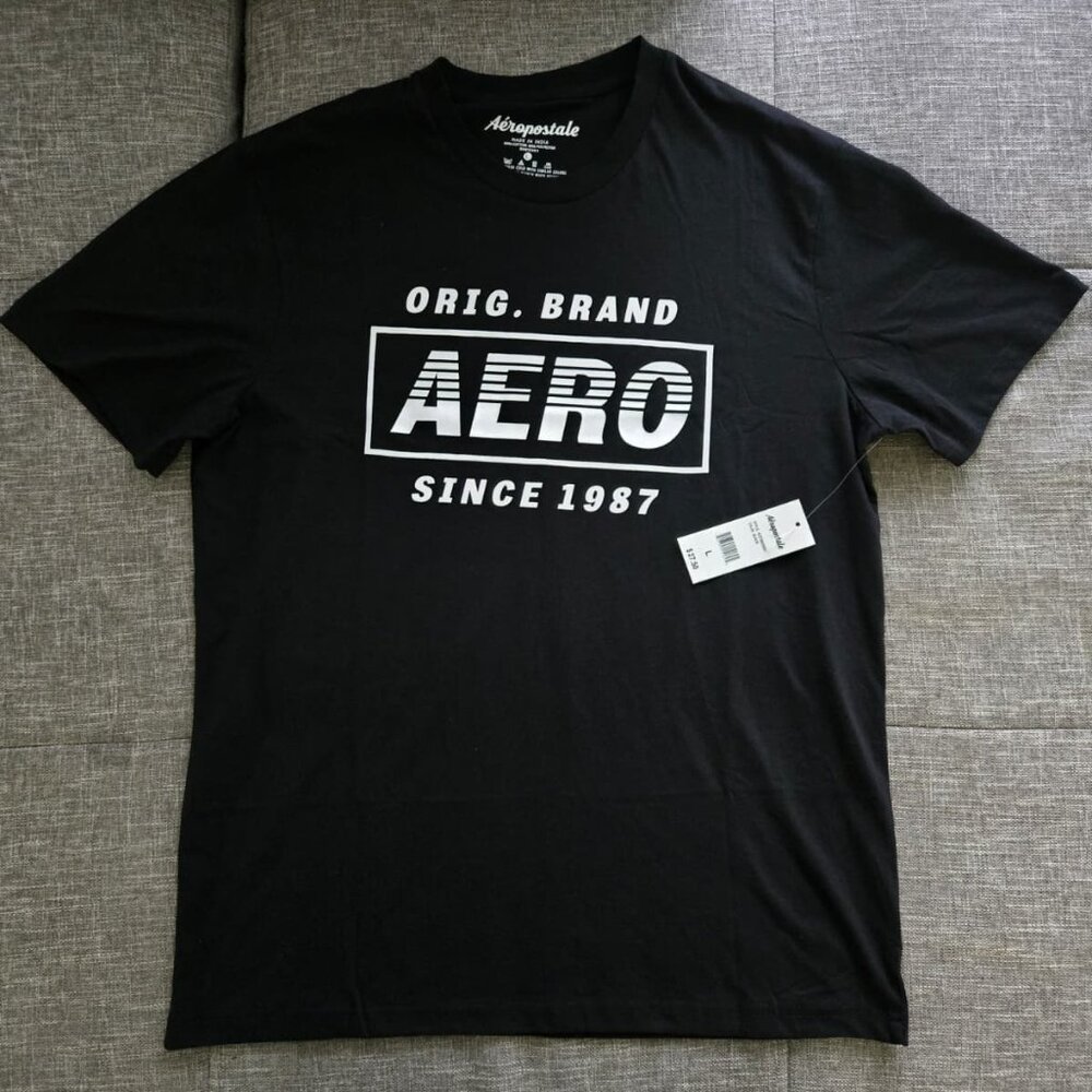 Aeropostale Men’s Logo Graphic Tee – Black – Size L